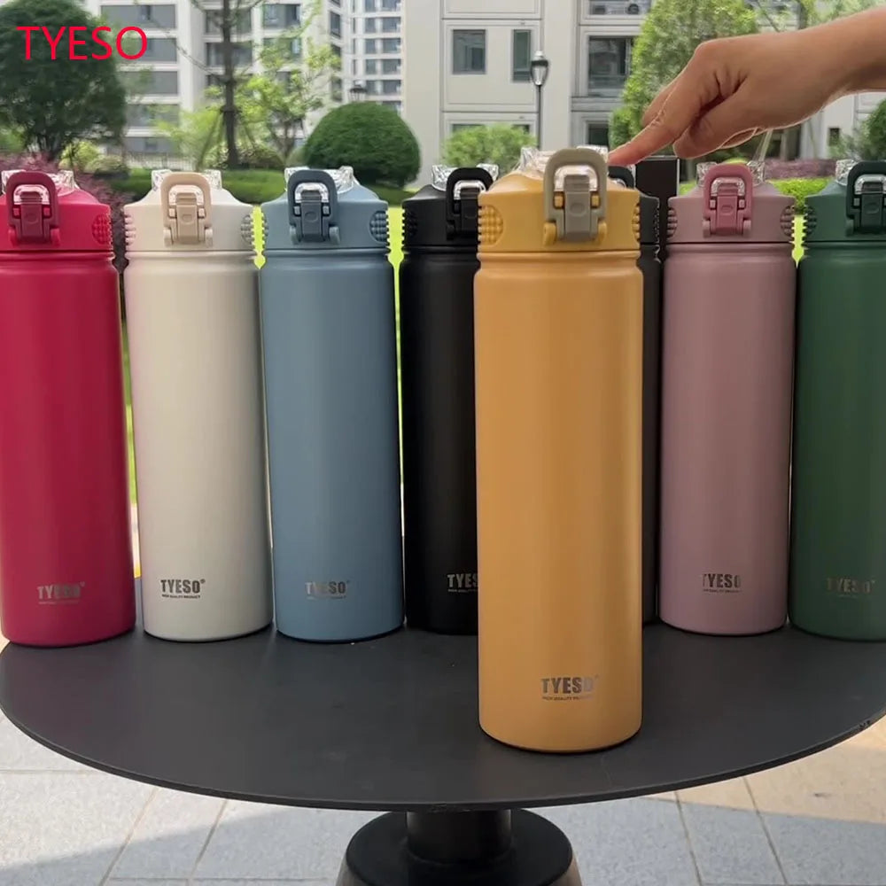 Thermos Bottle with Straw 750ml Stainless Steel Thermal Cup Car Insulated Flask Water Tumbler for Outdoor Sports