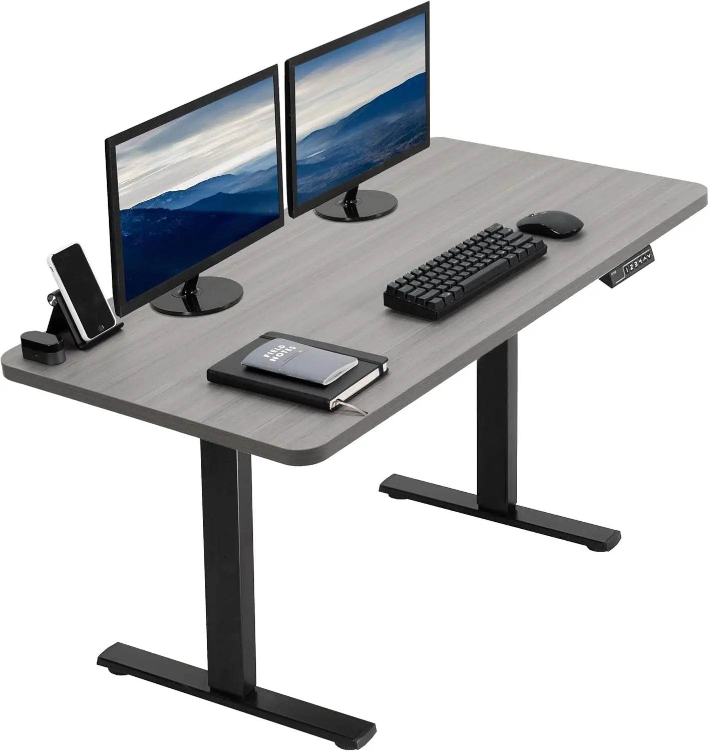 Electric Rustic Standing Desk Workstation, Memory Controller Height Adjustment Particle Board, Steel Computer Standing Desk - MarvelouStoree