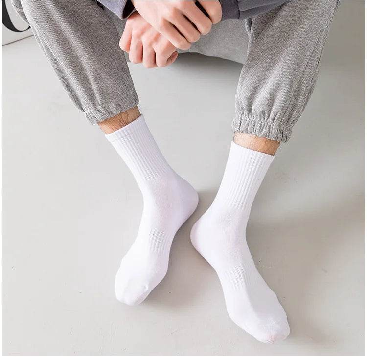 Men Socks Cotton Breathable Long Business Harajuku Socks Solid Gentleman Sox Sokken Outdoor Sports 5 Pairs/Lot Socks - MarvelouStoree