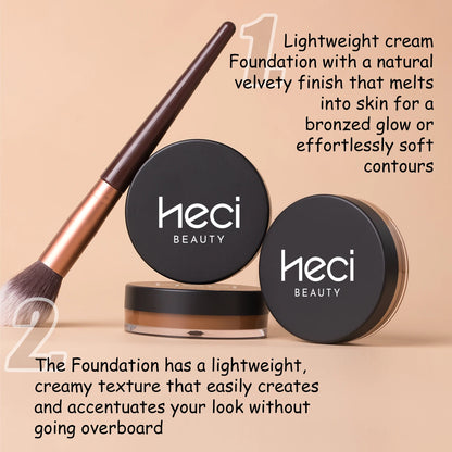 Waterproof Foundation For Dark Skin, Velvet Flawless Pore-Less Nourishing Makeup Full Coverage, 0.7oz Big Volume Cream Bronzer