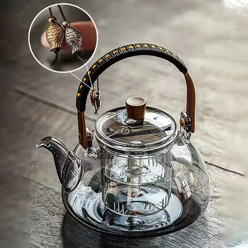 Steamable Teapot Household Glass Tea Maker High Temperature Resistant Steaming and Boiling Dual-purpose Teapot