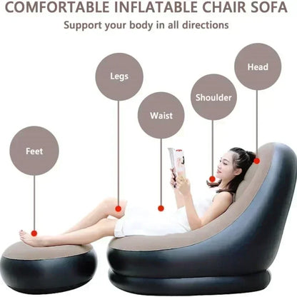 New Lazy Boy Sofas Inflatable Foldable Recliner Outdoor Sofa Bed with Stirrups Comfortable Combination Flocked Velvet Sofa Chair