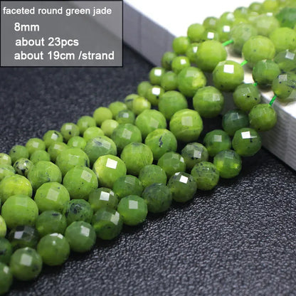 Wholesale 100% Natural Green Jade Cylinder Square Irregular Faceted Round Stone Beads for Jewelry Making Diy Bracelet Charms