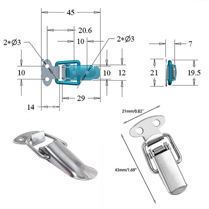 4PCS Stainless Steel Mini Lock Cabinet Boxes Spring Loaded Latch Catch Toggle Clamp Hasp For Chest Box Gift Suitcase Case