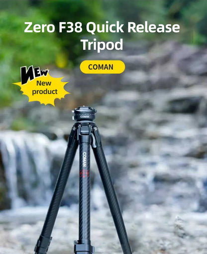 COMAN Zero F38 Carbon Fiber Lightweight Travel Tripod Professional Dslr Camera Tripod For Film making Smartphone Maxload 39.6lbs