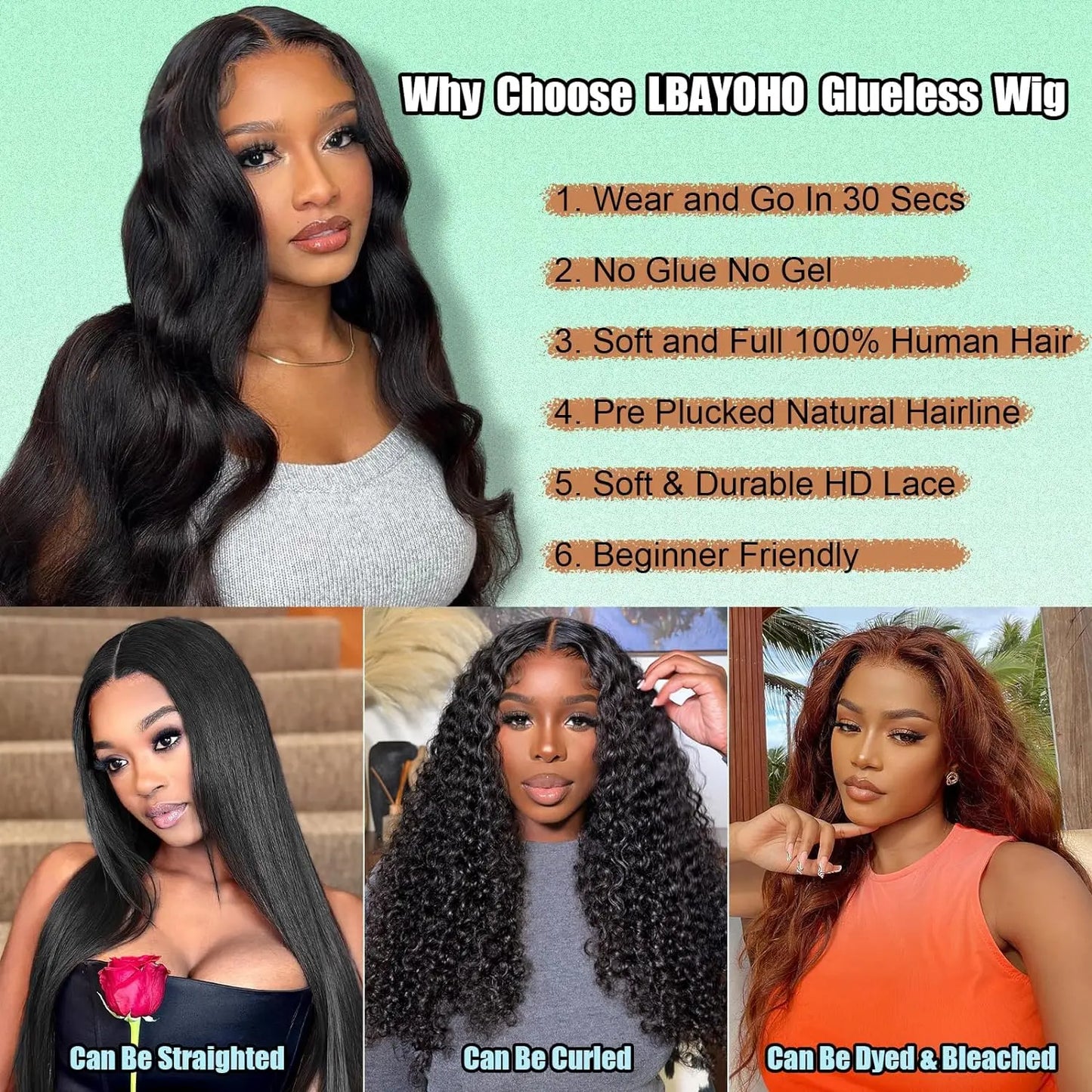 Wear Go Glueless Wig Body Wave Human Hair Wigs 30 32 Inch 6x4 5×5 HD Lace Closure Wig Pre Plucked Pre Cut Human Hair Wigs