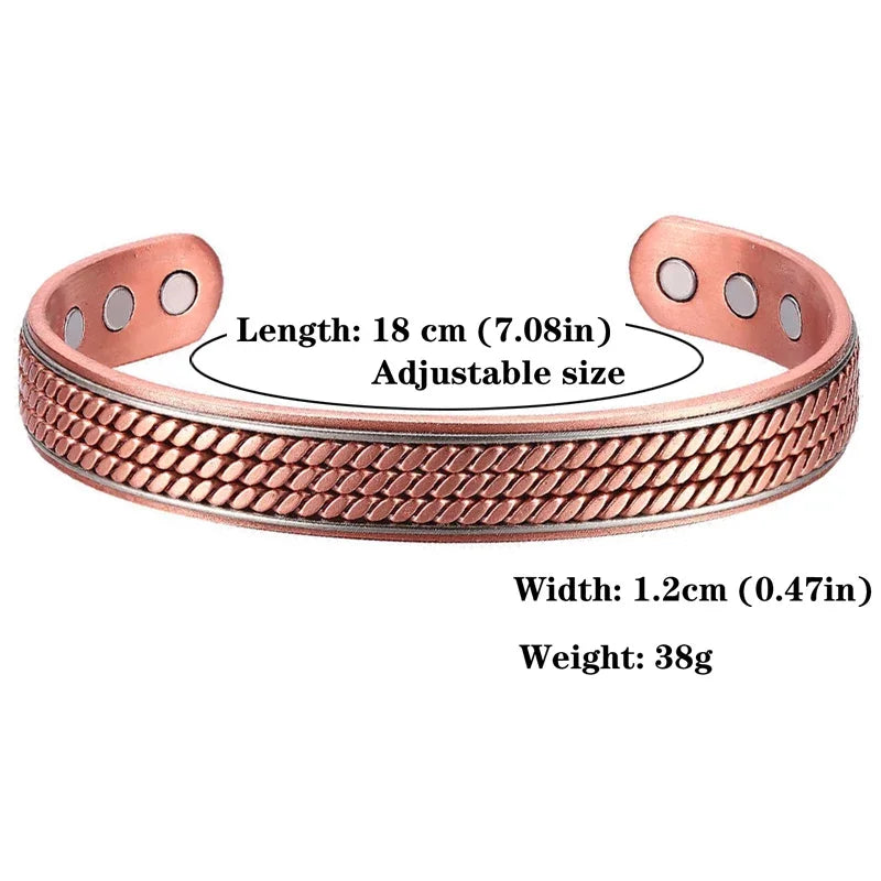 Women Tibetan Pure Copper Magnetic Healing Bracelet India Pattern Men's Spiritual Yoga Jewelry Adjustable Rope Inlay Style