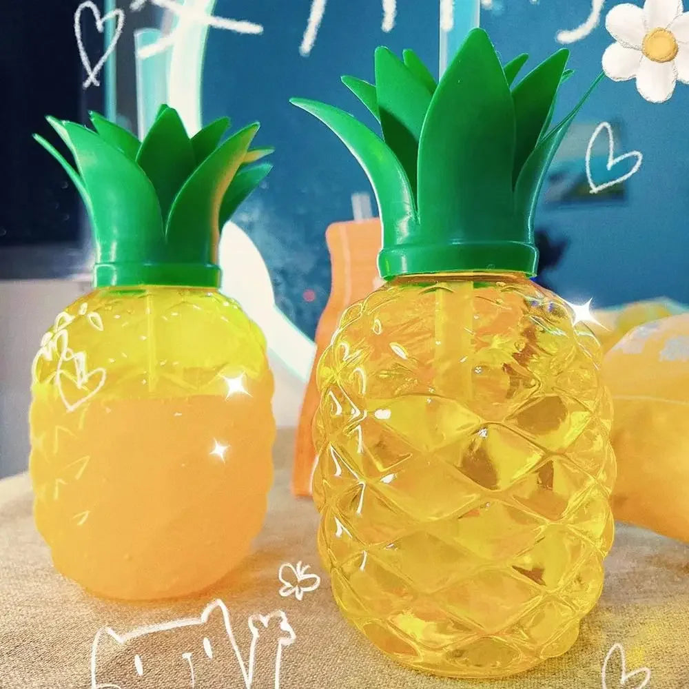 Lovely Food Grade Plastic Summer Straw Cup Cartoon Fruit Strawberry Pineapple Watermelon Water Bottle Drinkware Gift