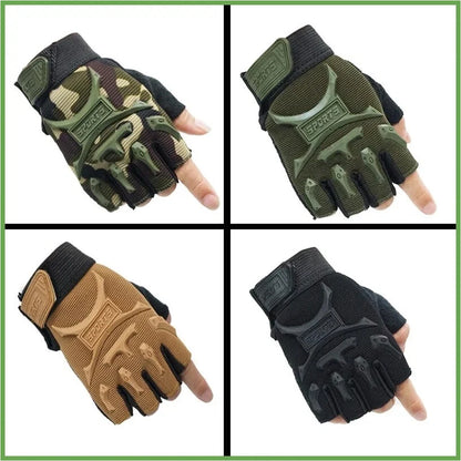 1Pair Kids Tactical Fingerless Gloves Army Military Camo Anti-Skid Mittens Half Finger Boys Girls Children Outdoor Sport Cycling