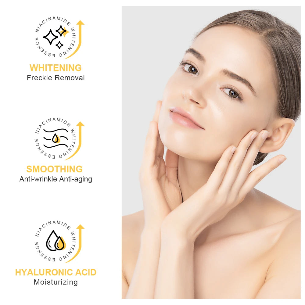 Niacinamide Whitening Serum Hyaluronic Acid for Face Wrinkle Remover Firming Anti-aging 24K Gold Essence Brightening Skin Care