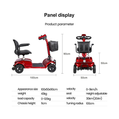 New Folding Electric Scooter for Elderly and Disabled Armrest Seat Adults 4 Wheels Leisure Portable Mobility Scooter 300W24V20AH