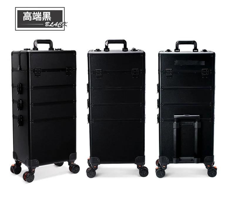 Professional 2/3/4 layers trolley makeup suitcase portable cosmetic trolley luggage box nail tattoo embroidery beauty toolbox