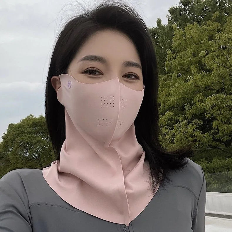 Women Summer UV Protection Neck Scarf Ice Silk Face Mask Cover Outdoor Wrap Cover Sports Cycling Sun Proof Sunscreen Dustproof