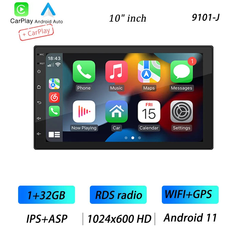 BQCC 4core 2 Din Car Radio Androidauto Carplay Android 13 GPS Car Audio 7"/9"/10" WIFI BT IPS Automotive Multimedia Player