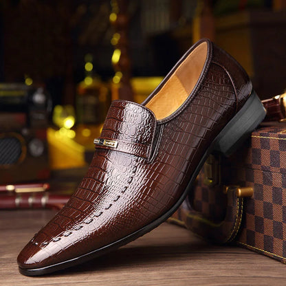 PU Leather Shoes Luxury Crocodile Pattern Men Business Dress Shoes Casual Social Shoe Male Wedding Footwear Zapatos Hombre Mens