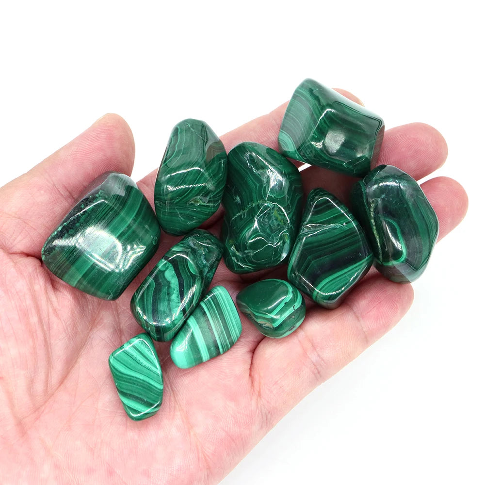 Natural Malachite Tumbled Stone Healing Quartz Crystal Mineral Specimen Teaching Research Reiki Green Gemstone Collectible Decor