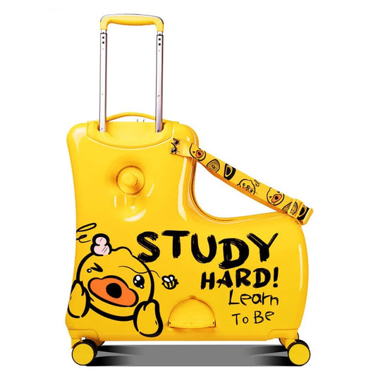 Cute Pony Cartoon Children Suitcase Duck Pattern Ride on Luggage Case 20 24 inch Cabin Carry-on Suitcase TSA Lock