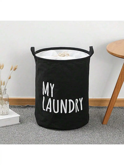 1pc-Foldable Drawstring Laundry Basket Large Capacity Waterproof Clothes Storage Basket For Home Bathroom Children's Toy Organiz