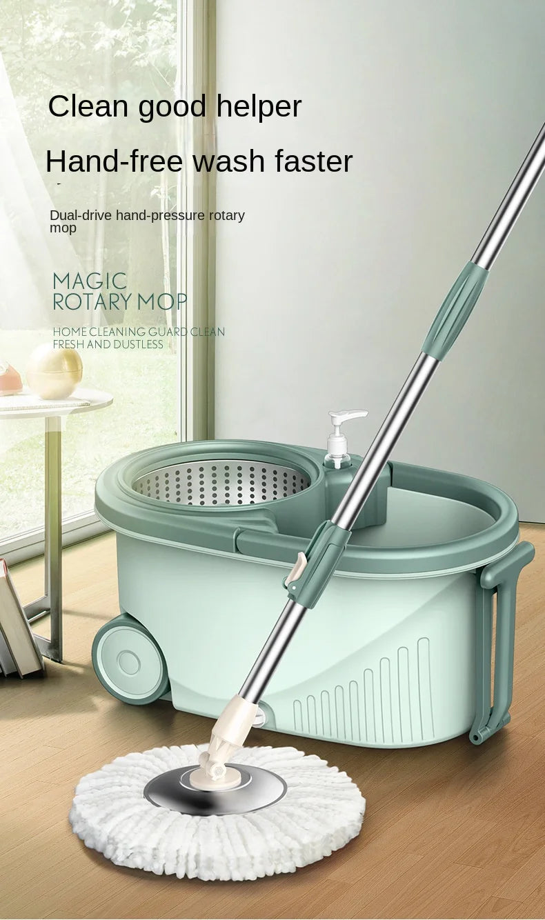 Household spin mop and bucket with wheels, mops floor cleaning