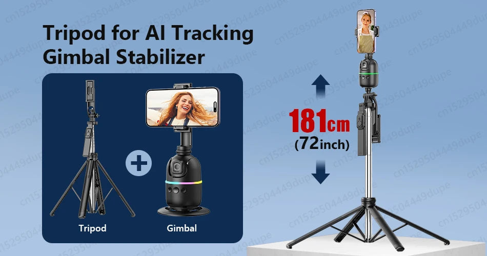 360 Rotation Gimbal Stabilizer for Smartphone,Cold Shoe Wireless Bluetooth AI Tripod,Desktop Follow Focus Gimbal for Tiktok