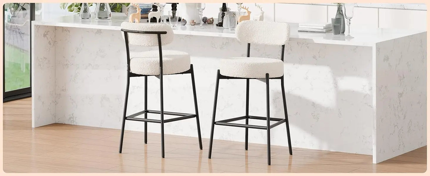 4 Inch(about 10.2 cm)Thick round Seat Height Metal Bar Stool,with Curved Back,Suitable for Kitchen Island、Coffee Shop、Bar