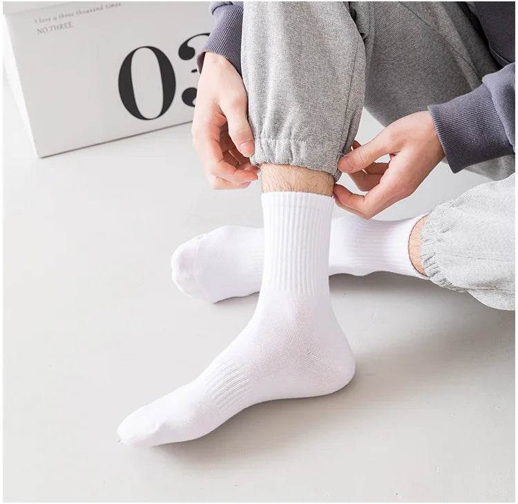 Men Socks Cotton Breathable Long Business Harajuku Socks Solid Gentleman Sox Sokken Outdoor Sports 5 Pairs/Lot Socks - MarvelouStoree