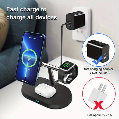 100W 3 in 1 Wireless Charger For iPhone 12 13 14 15 for Magsafe Charger Airpods Pro Apple Watch 9 8 7 6 QI Fast Charging Station