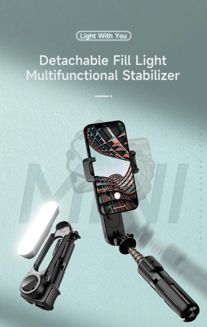 Gimbal Stabilizer with Fill Light Selfie Tripod Wireless Anti-shake Bluetooth Stabilizer for Smartphone Xiaomi IPhone 16 Pro Max