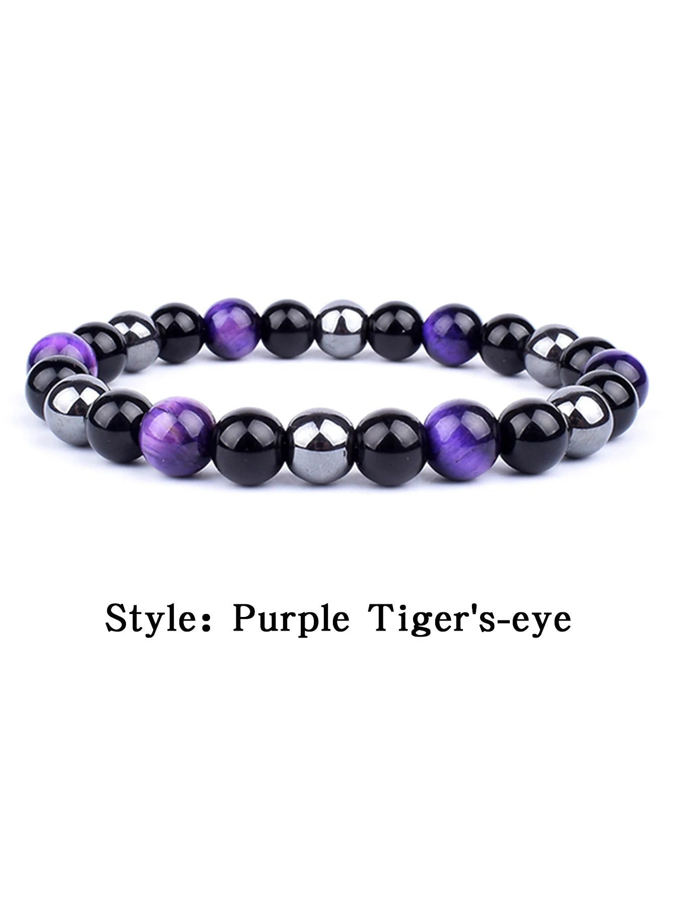 OAIITE 8mm New Turkish Evil Eye Bracelet for Women Charm Tiger Eye Stone Bracelet for Men Hematite Healing Health Care Jewelry