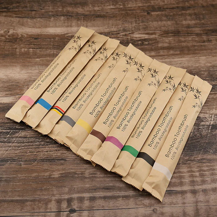 30pcs ECO Friendly Toothbrush Bamboo Toothbrushes Resuable Portable Adult Wooden Soft Tooth Brush For Home Travel Hotel