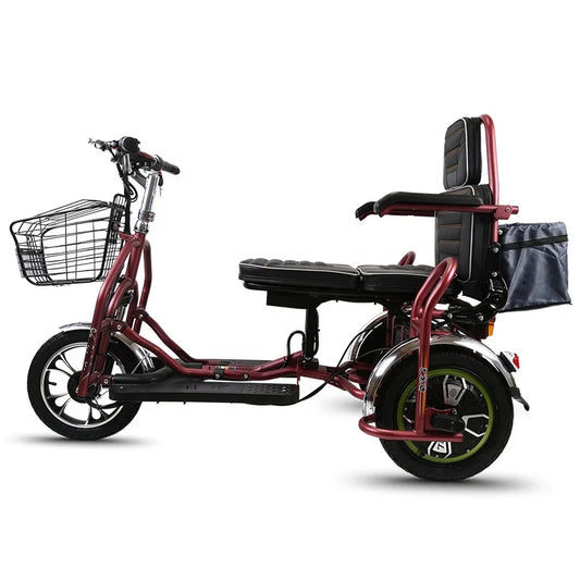 double elderly leisure electric tricycle scooter folding three-wheeled electric scooter for the elderly and disabled