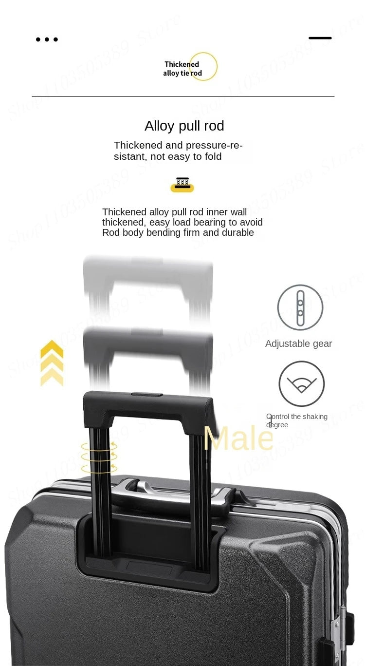 High Quality Suitcase Zipper Travel Bag with Wheels Trolley Case Password Lock Carrry-on Luggage Aluminum Frame 20 24 28 Inch