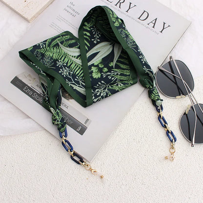 Silk Ribbon Glasses Chains Fashion Boho Acrylic Sunglasses Lanyard Holder Mask Strap Hang on Neck Eyewear Girl Gift Jewelry