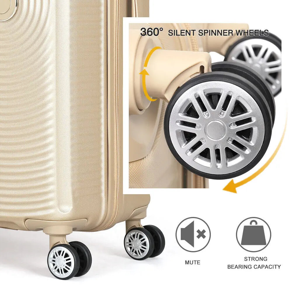 3PCS Luggage Set with Silent Spinner Wheel ABS+PC Lightweight TSA Lock 20''/24''/28'' Family Travel Suitcase Set