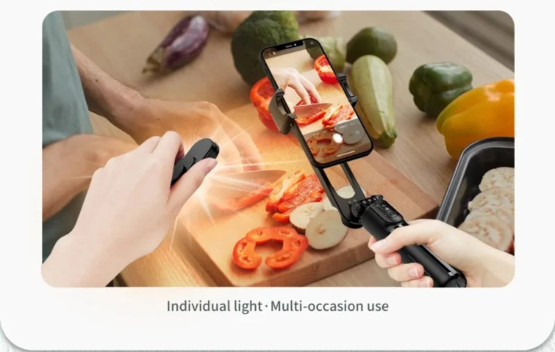 Gimbal Stabilizer with Fill Light Selfie Tripod Wireless Anti-shake Bluetooth Stabilizer for Smartphone Xiaomi IPhone 16 Pro Max