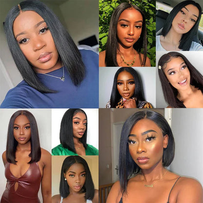 Wear And Go Straight Bob Cheap Wig Lace Frontal Human Hair Wigs 100% Brazilian Glueless Short Bob Wigs For Women 180% Density