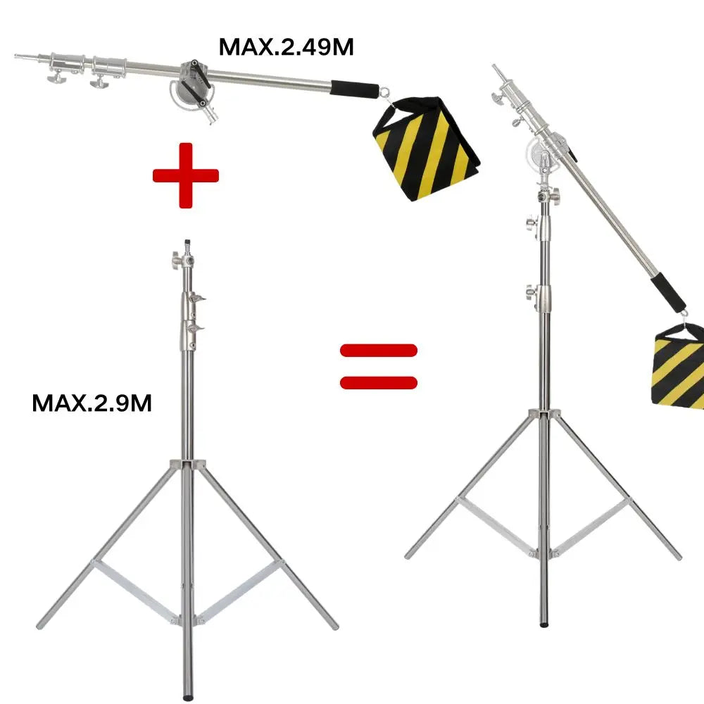 Studio Photo Telescopic Boom Arm Top Light Stand With Sandbag for Speedlite /Mini Flash Strobe /Softbox/LED Video