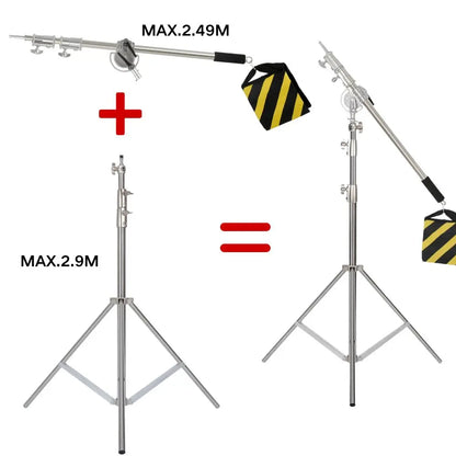 Studio Photo Telescopic Boom Arm Top Light Stand With Sandbag for Speedlite /Mini Flash Strobe /Softbox/LED Video