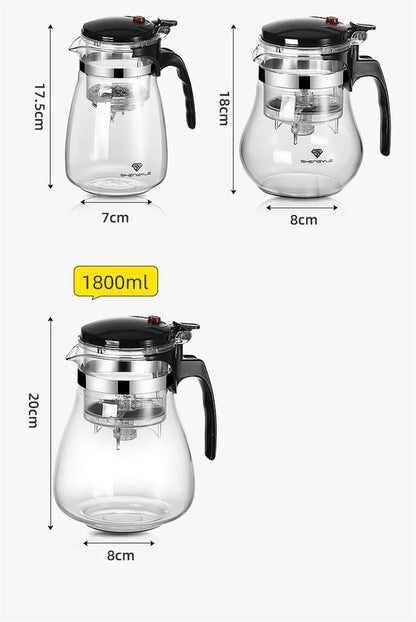 Chinese Style Kung Fu Teapot Heat Resistant Glass Teapot with Tea Water Separation Filter Home Coffee Pot Home Teaware Set