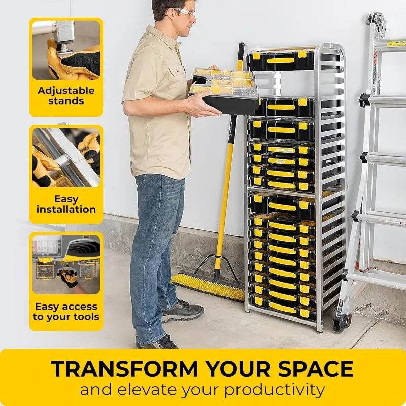 Premium Storage Rack for Yellow Tool Boxes - Organize Your Workspace with the Sturdy Wall Mount Tool Organizer - MarvelouStoree