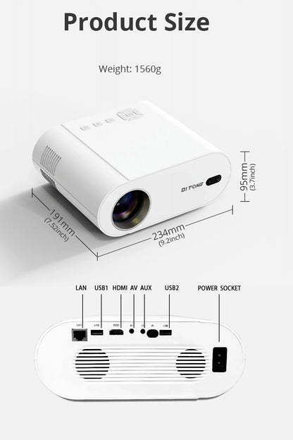 DITONG Projector 4K with WiFi 6 and Bluetooth Auto Keystone Auto Focus Home Theatre FHD Native 1080P Outdoor Movie