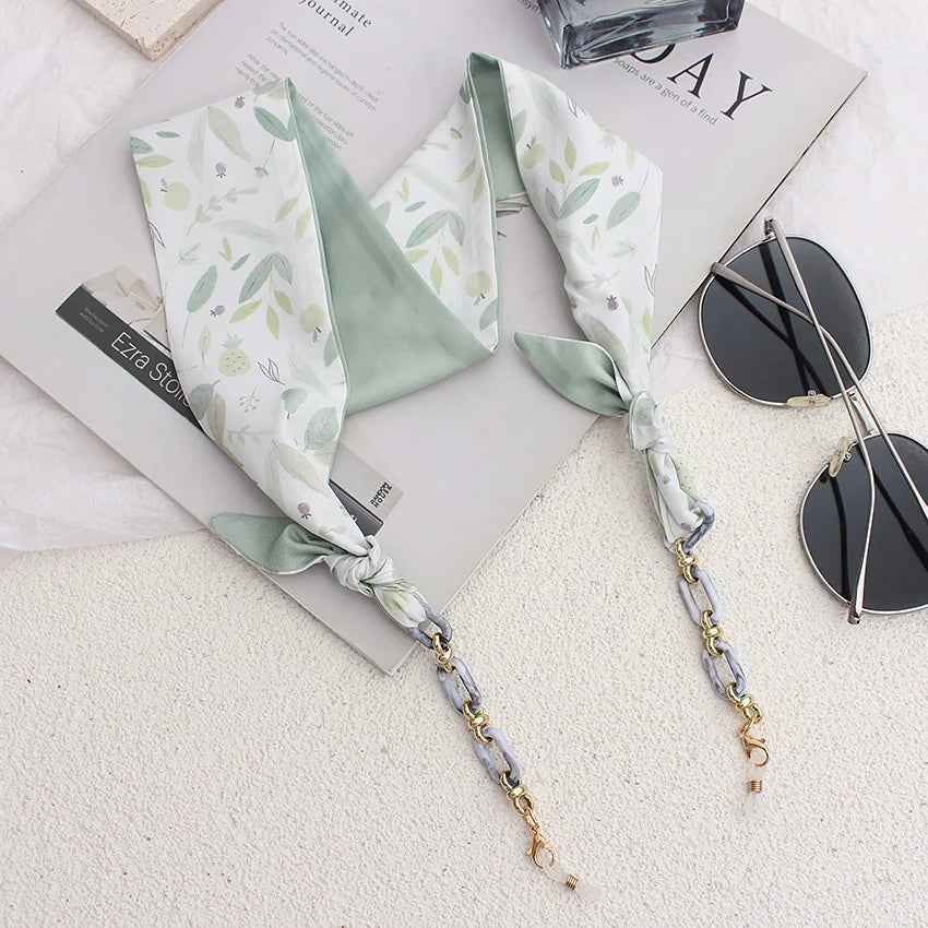 Silk Ribbon Glasses Chains Fashion Boho Acrylic Sunglasses Lanyard Holder Mask Strap Hang on Neck Eyewear Girl Gift Jewelry