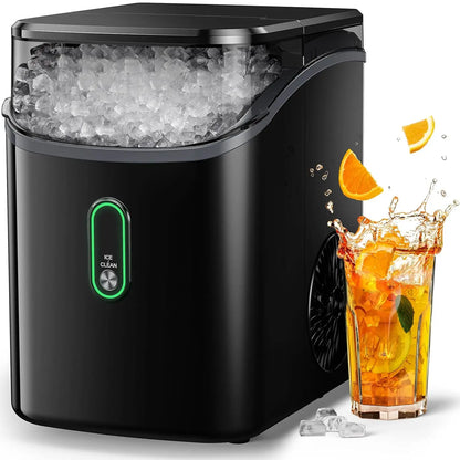 Silonn Nugget Ice Maker Countertop, Pebble Ice Maker with Soft Chewable Ice, One-Click Operation Ice Machine with Self-Cleaning