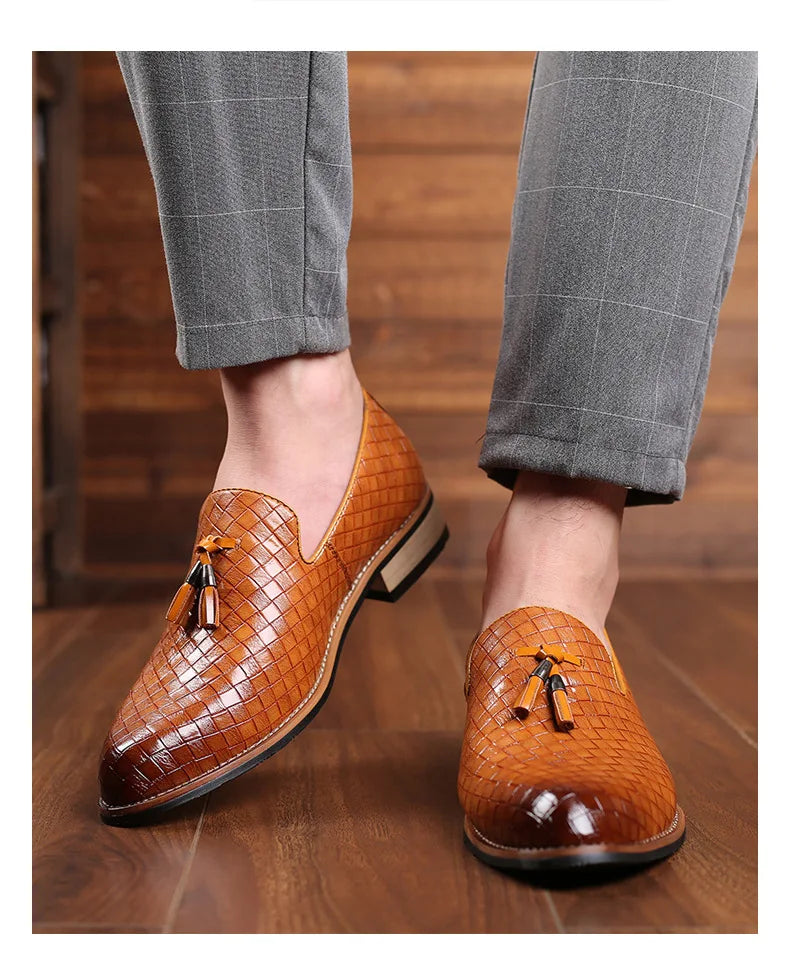 Fashion Formal Leather Shoes for Men Dress Business Shoes Male Geometric Oxfords Party Wedding Casual Mens Flats Chaussure Homme