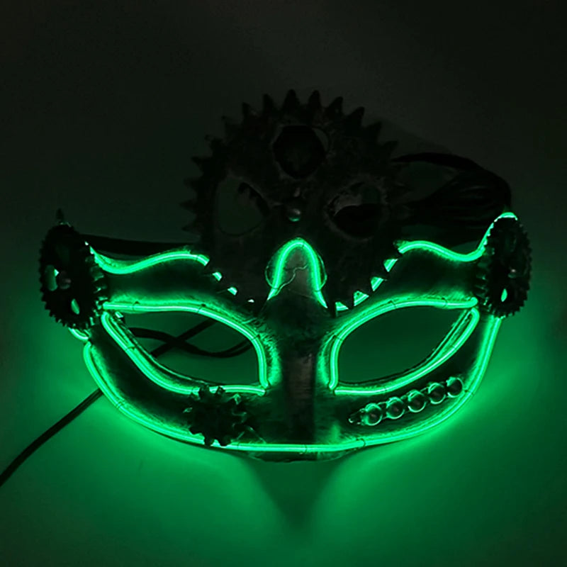 Halloween Christmas Glowing Party Supplies Cyberpunk Style  Fox Face Mask LED Luminous Mask In Carnival Party