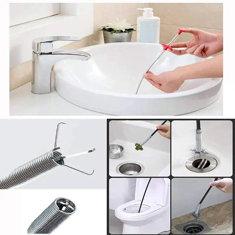 60/90cm Flexible Grabber Claw Pick Up Reacher Bendable Hose Hair Drain Clog Remover Tool for Litter Sink Drain Toilet