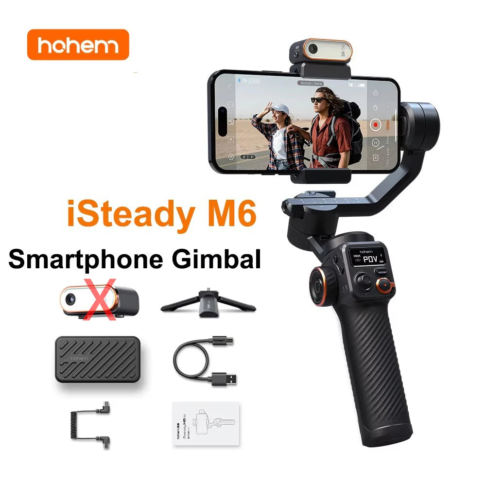 Hohem iSteady M6 3-Axis Handheld Gimbal Stabilizer with Tripod AI Magnetic Fill Light for Smartphone iPhone Huawei Samsung