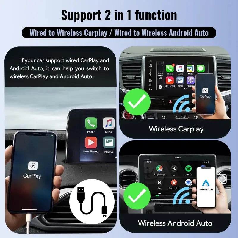 XUDA NEW Wireless CarPlay Android Auto Wireless Adapter Smart Mini Box Plug And Play WiFi Fast Connect Universal For Nissan - MarvelouStoree