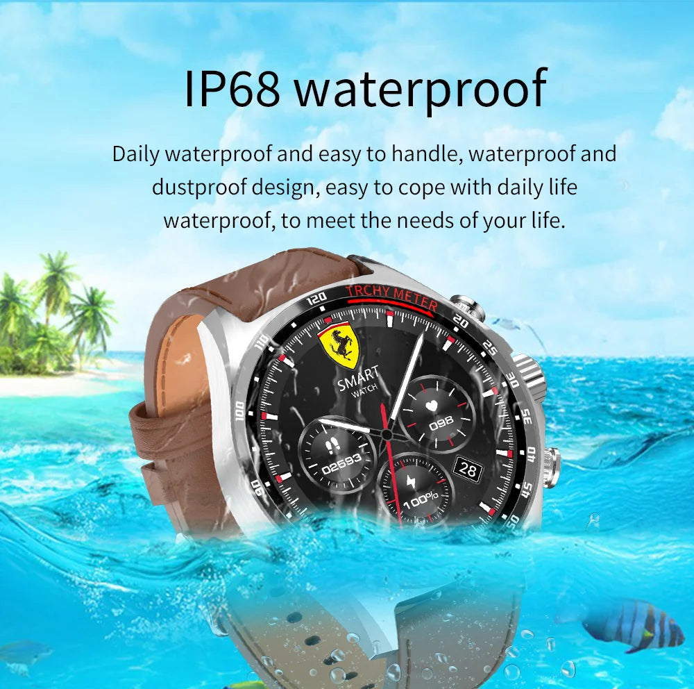 LIGE 2024 Smartwatch for Porsche Smart Watch Men Digital Watches Outdoor Sports Compass and NFC Bluetooth Call Wristwatch Golden