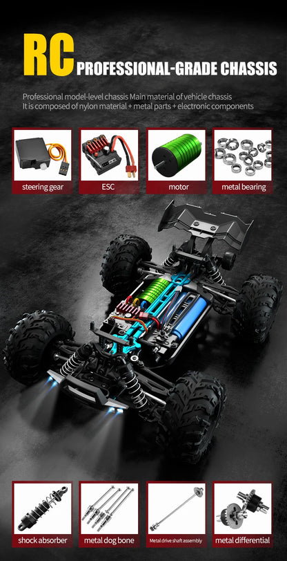 1:16 70KM/H Or 50KM/H 4WD RC Car With LED Remote Control Cars High Speed Drift Monster 4x4 Truck for Kids vs Wltoys 144001 Toys